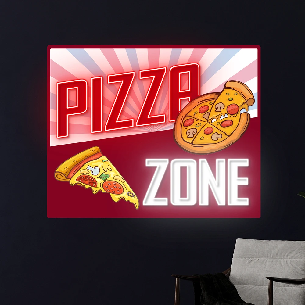 

Pizza Zone LED Neon Sign Fast Food Shop Room Wall Decor Italian Food Signs Custom Business Logo Neon Light Outdoor Decoration