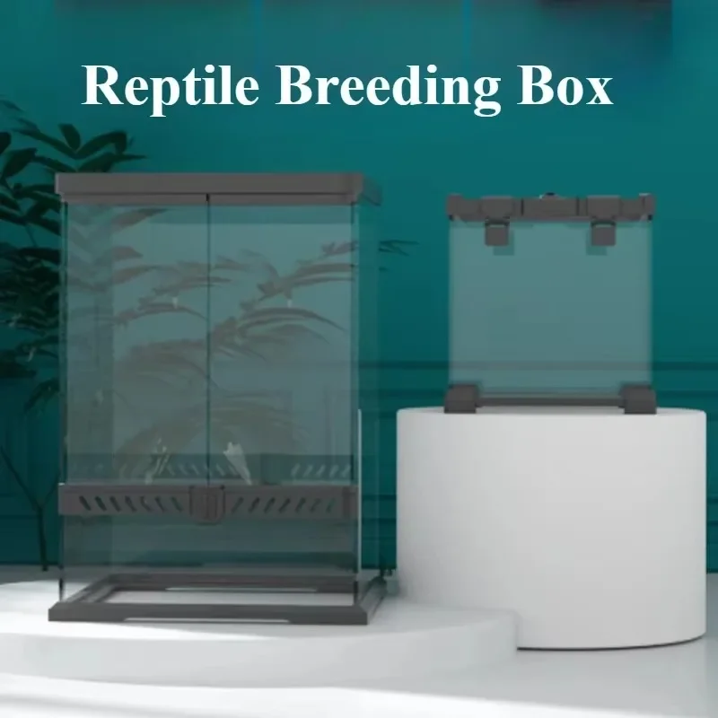 Reptile Tempered Glass Feeding Boxes Amphibious Glass Breeding Box Reptiles Ecological Terrariums for Turtle Lizard Spider Snake