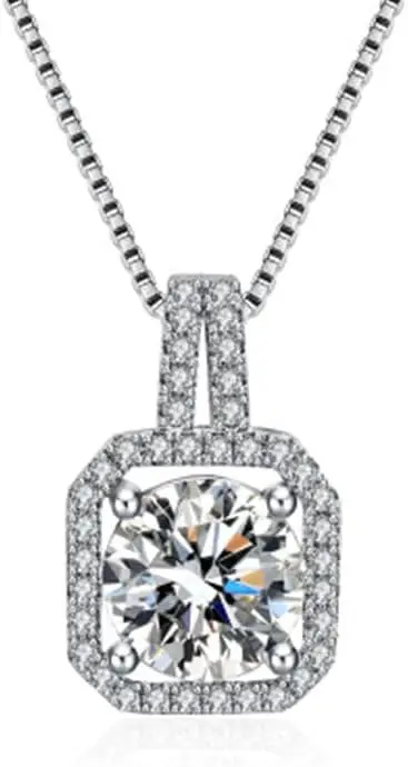 

1.5 Carat CZ Solitaire Pendant Necklace in White Gold Plated Finish for Women