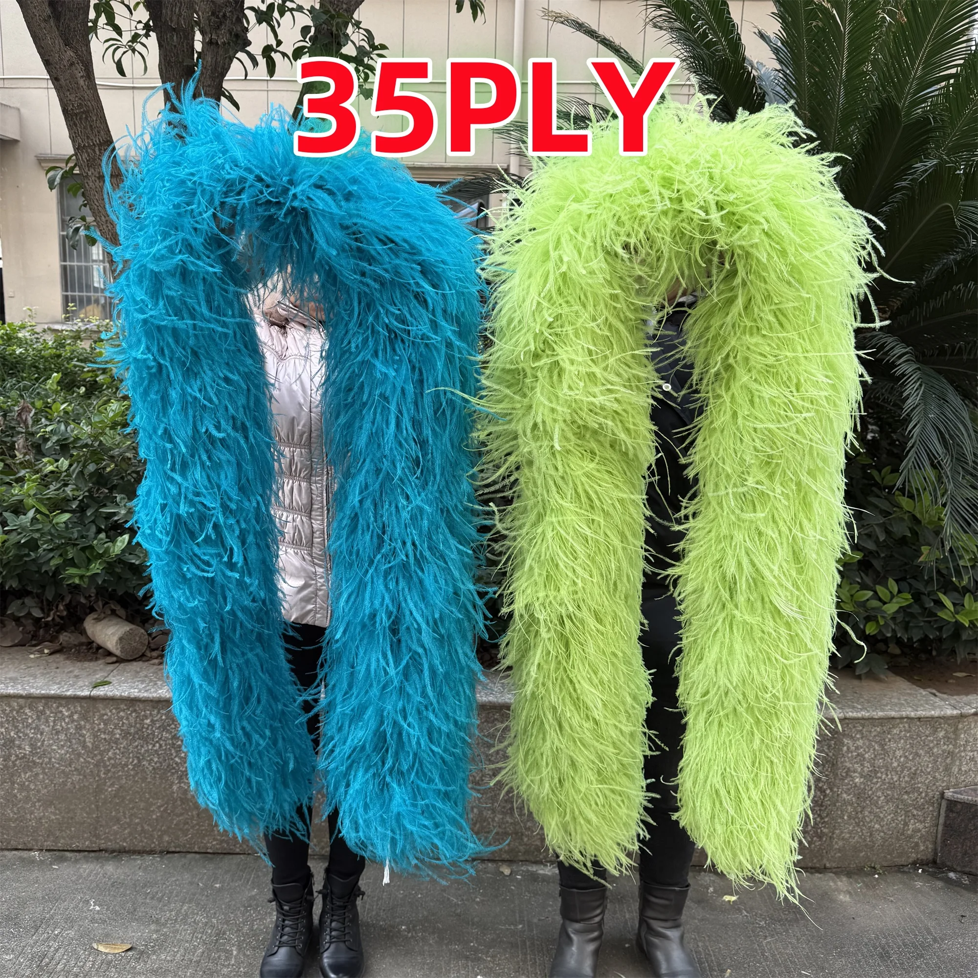 35 Ply High Quality Ostrich Feather Boa 2Meters Long Thick Feather Scarf Wedding Clothing Decor Ladies' Fashionable Plumes Shawl