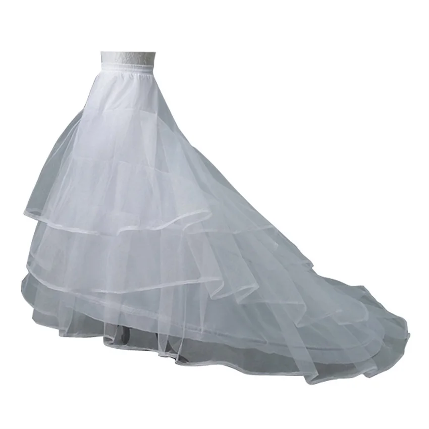 볼 가운 웨딩 드레스 페티코트 Crinoline Tulle Layerd Bridal Underskirt 2 Hoops with Chapel Train