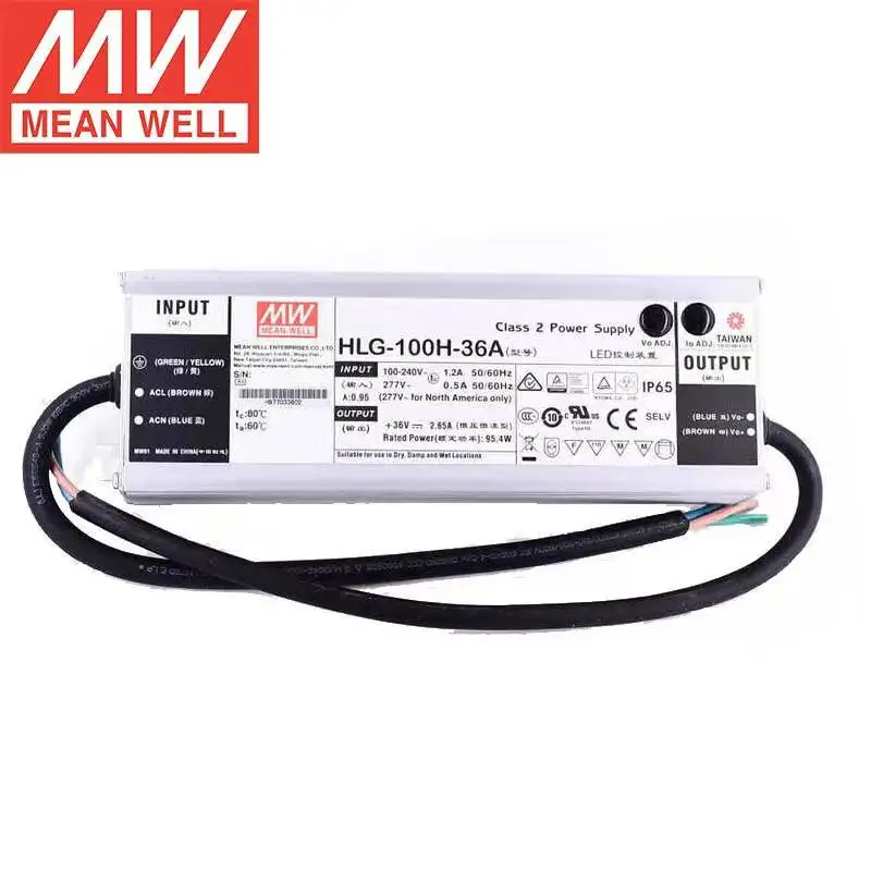 

MEAN WELL HLG-100H-36A 36V 2.65A Constant Voltage LED lighting Driver PFC water proof Switching Power Supply Brand New Original