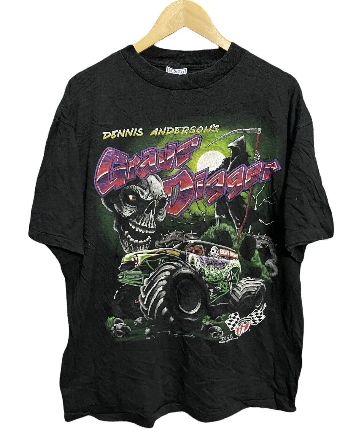 Vintage 90S Grave Digger Monster Truck T Shirt Classic In Black Cotton Tt5631