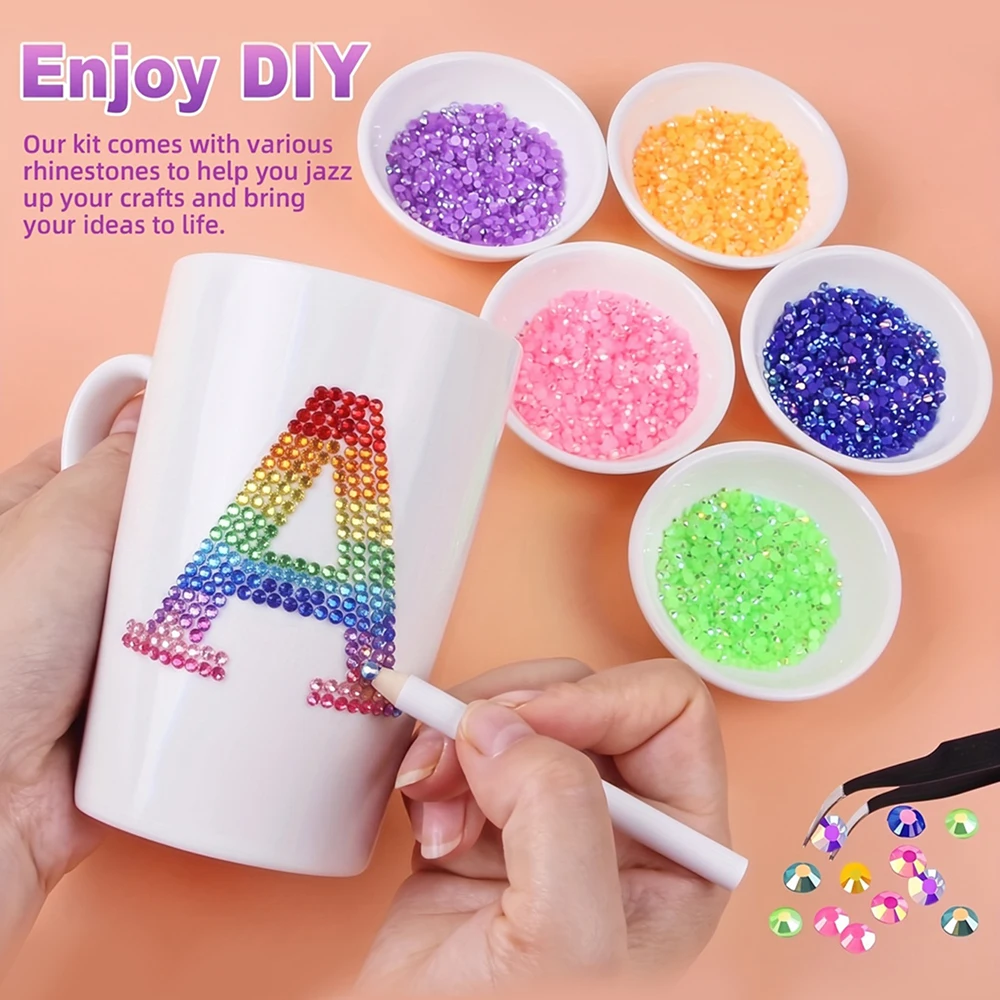 3mm 28-Color Bedazzling Kit Ab Resin Jelly Flat-Back Rhinestone Set Diamond Decoration Crystal Mixed Color Gems Suitable for DIY Phone Cases, Clothing, Water Bottles, Hats, Holiday Gifts, and Crafts