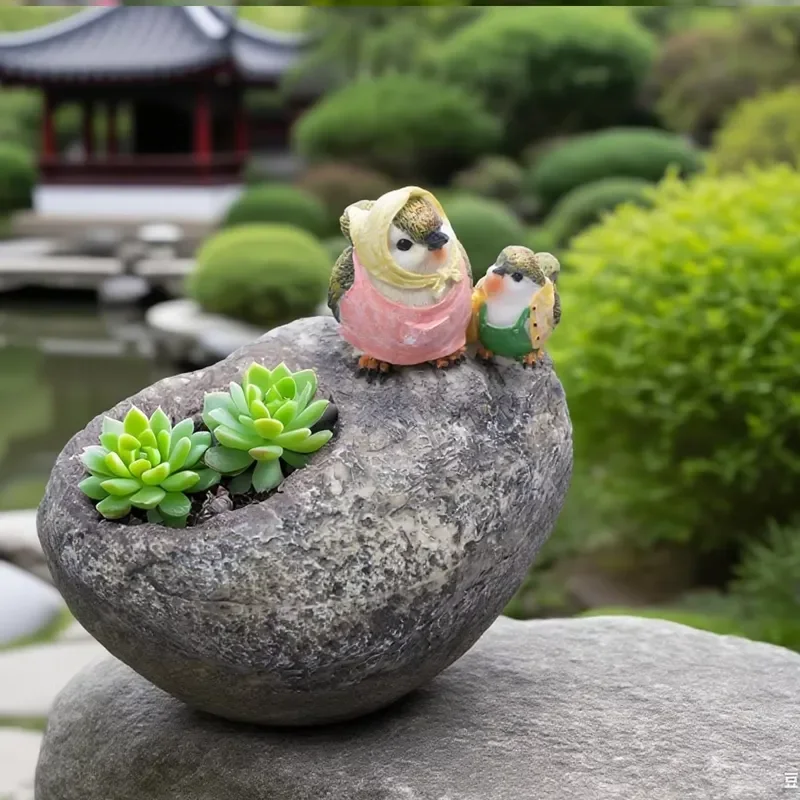 Factory Direct Sale Creative Simulation Animal Pastoral Design Succulent Bird Plant Micro Landscape Flower Pot Factory Sale