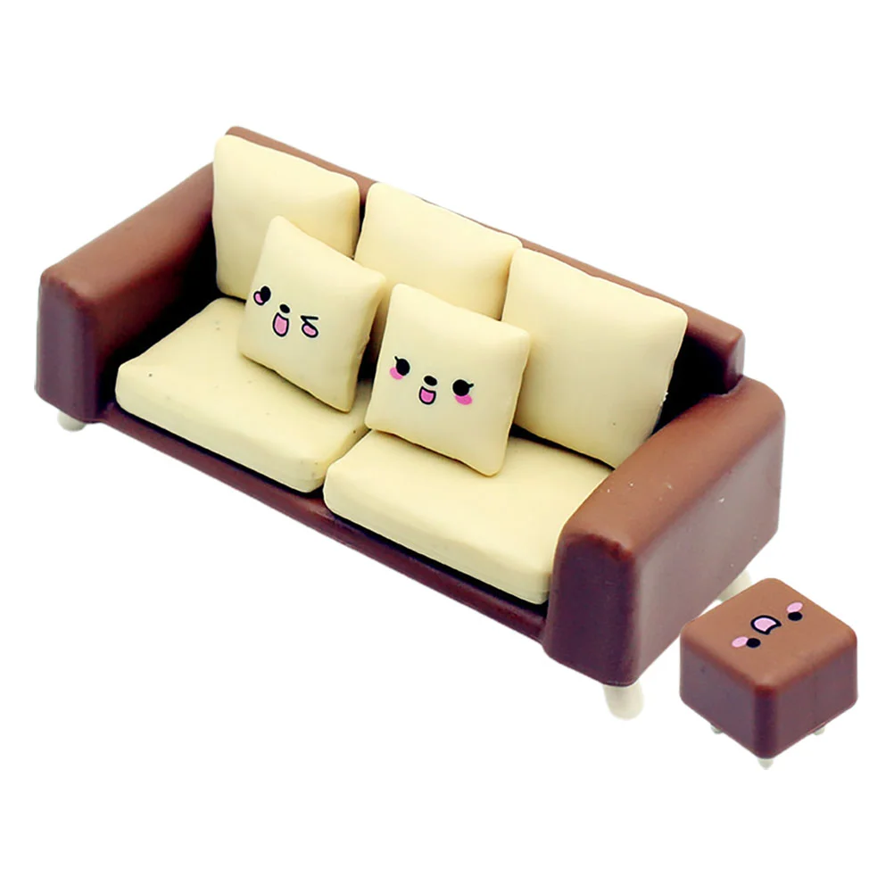 Toy House Dollhouse Sofa Miniature Sofas Stool Model Accessories Furniture Toys
