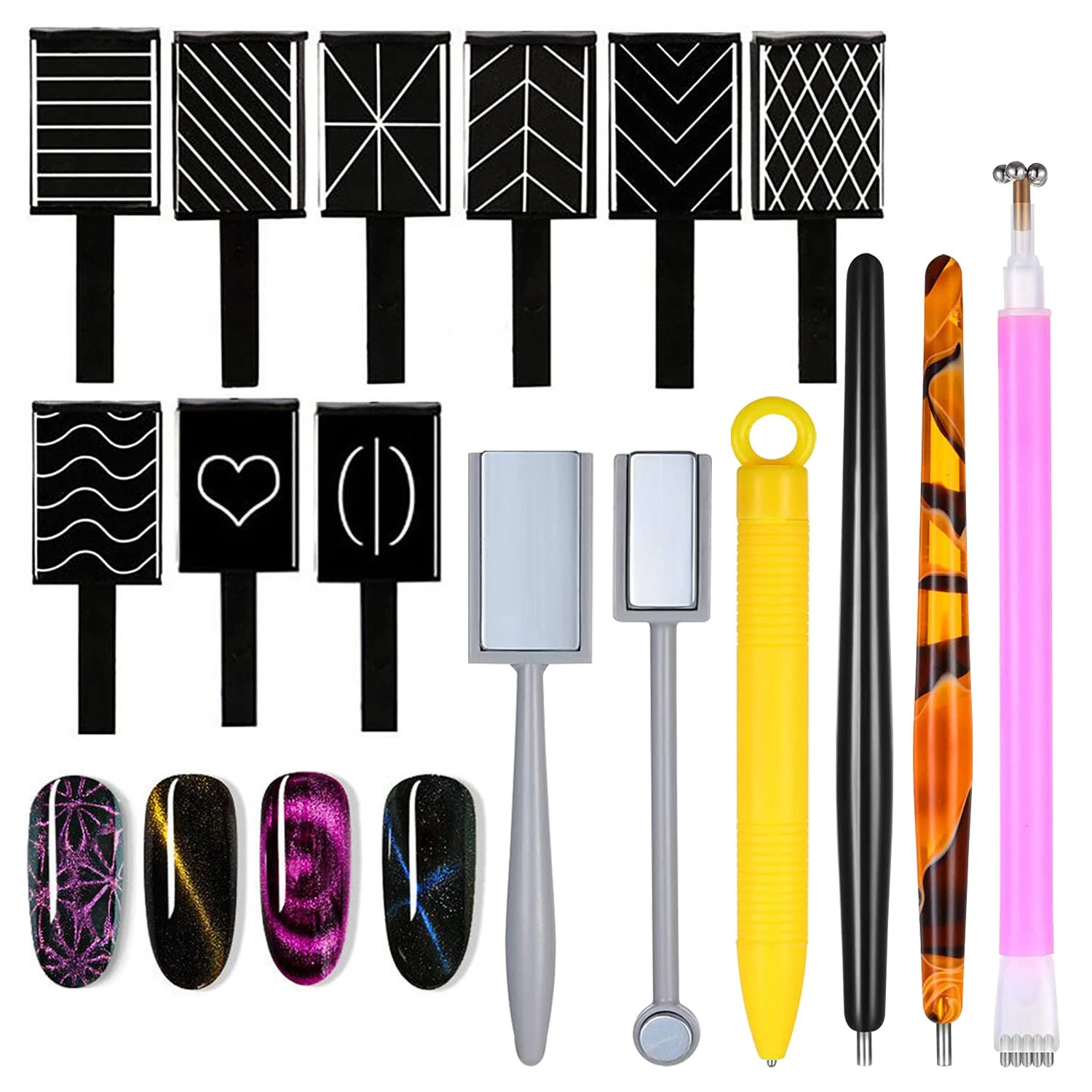 

Luxurious, Exquisite, and High-Quality 15-Piece Premium Grade Cat Eye Nail Art Tools Set - Beautiful Cat Eye Nails Accessories -