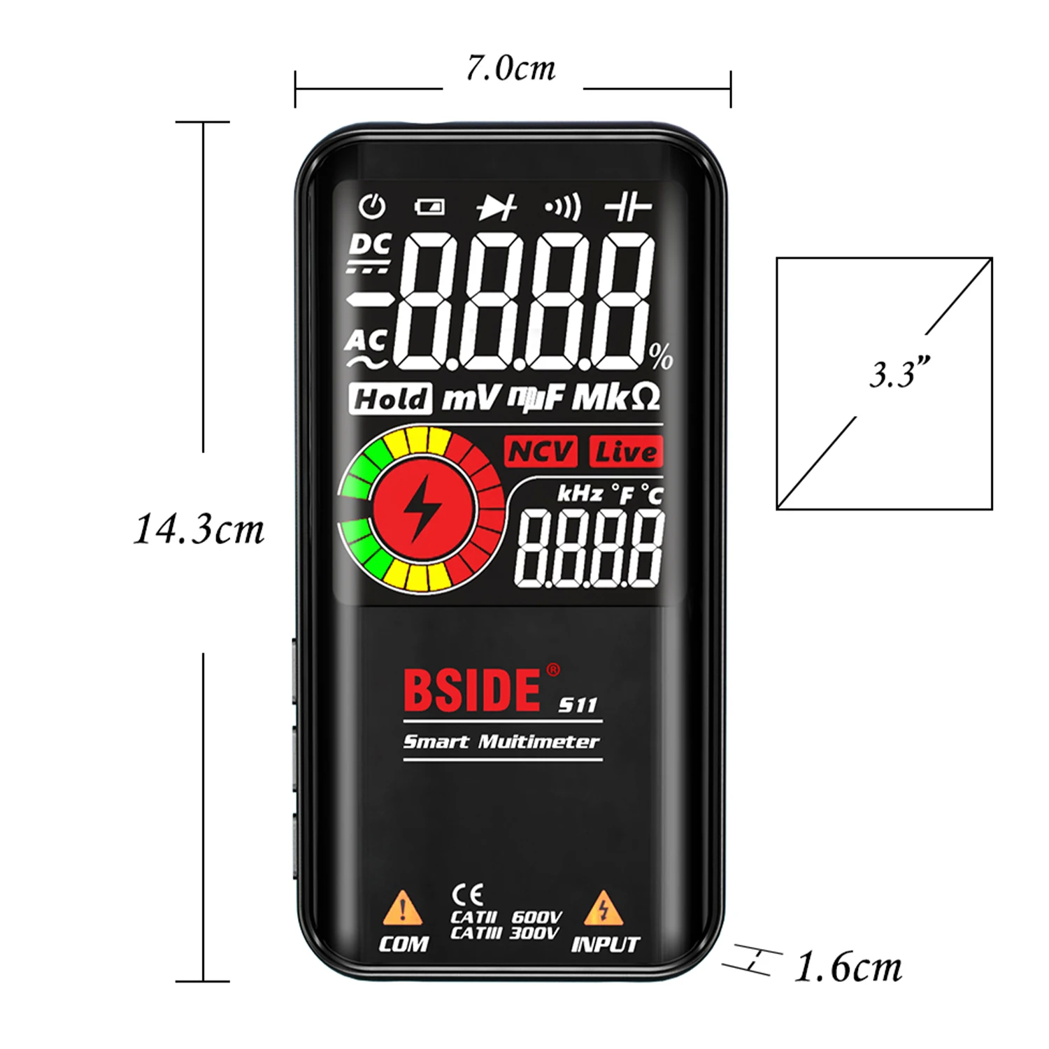 BSIDE S11 Profesjonalny multimetr cyfrowy Inteligentny multimetr 9999 Cyfrowy DC Napięcie AC Ohm Dioda NCV Hz Tester przewodów pod napięciem 1 zestaw