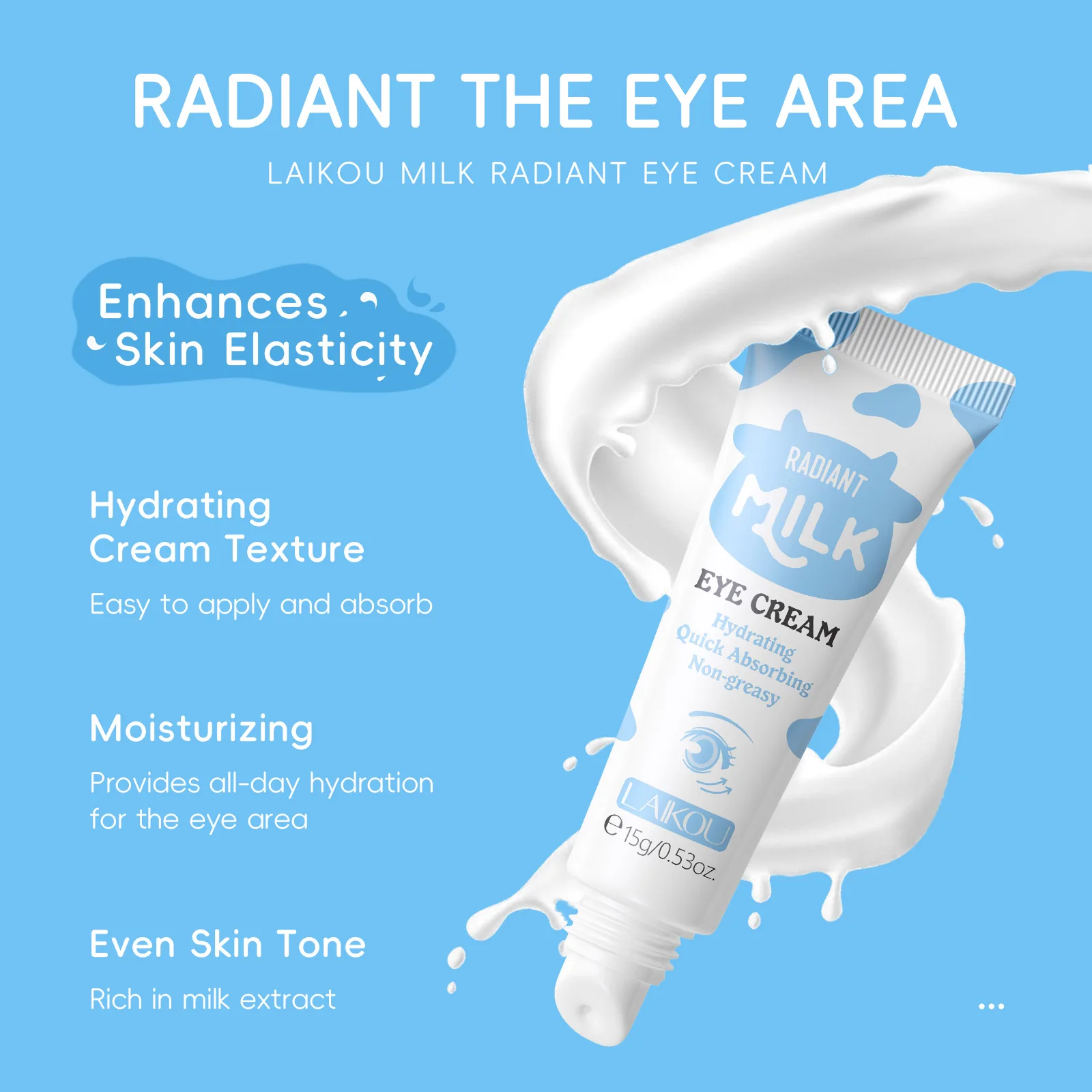 LAIKOU Milk Eye Cream Nourishing Skin Care Eye Elimination Eye Bags Anti-Aging  Moisturizing 15g