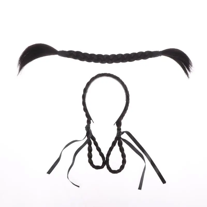 Синтетические плетеные волосы для наращивания, широкий поворот, свисающие уши, парик, заколка для волос, ленты для волос, пушистая плетеная повязка на голову, парик для женщин