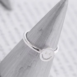 925 Sterling Silver smiling face Open Rings For Women Hypoallergenic Fashion Girl Sterling-silver-jewelry