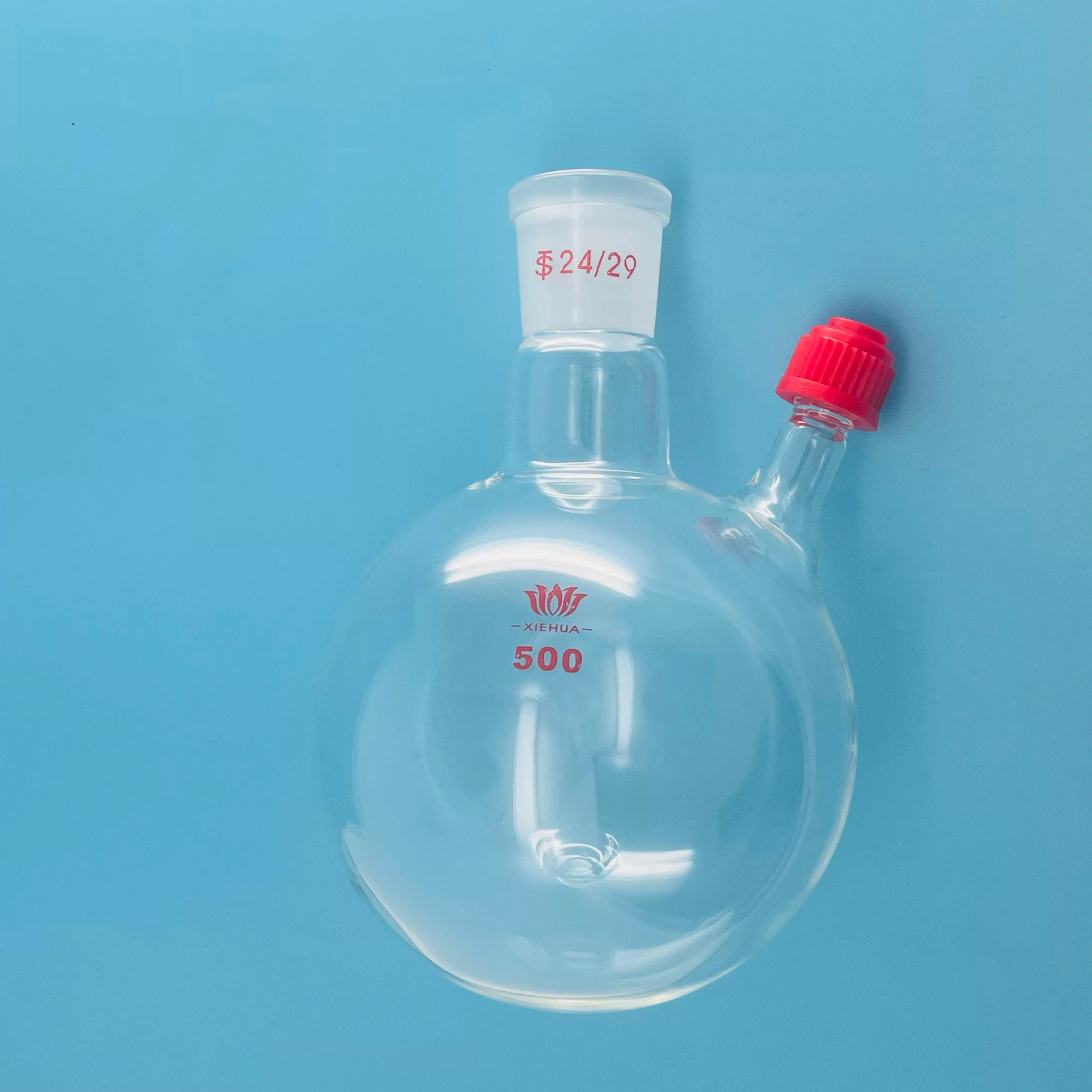 50ml-1000ml Double-neck Round Bottom Laboratory Distillation Glass Flask,Threaded Flask，Reaction Bottle Insertion Thermometer