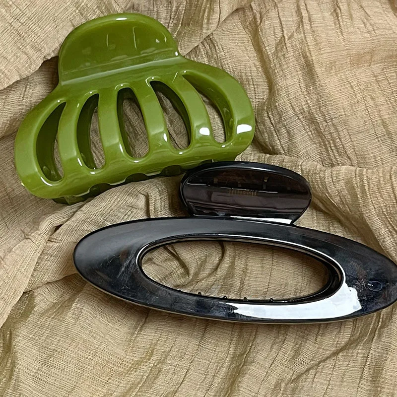 1/2PCS Hollow Hair Claw Clip Set Green & Black Acrylic Shark Clips Minimalist Fashion Hair Accessories for Women view 2