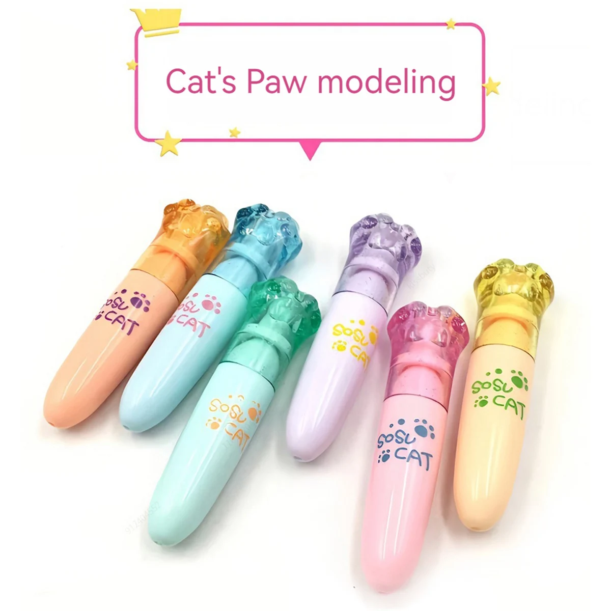 

6 шт., набор маркеров Kawaii Mini Cat Claw, милый флуоресцентный маркер, школьные и офисные художественные канцелярские принадлежности
