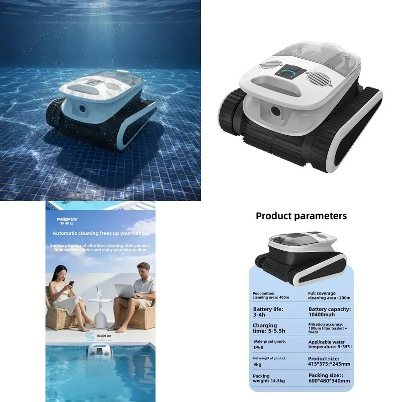 Wireless Automatic Indoor Swimming Pool Cleaning Robot Remote Control Vacuum Wall Suction