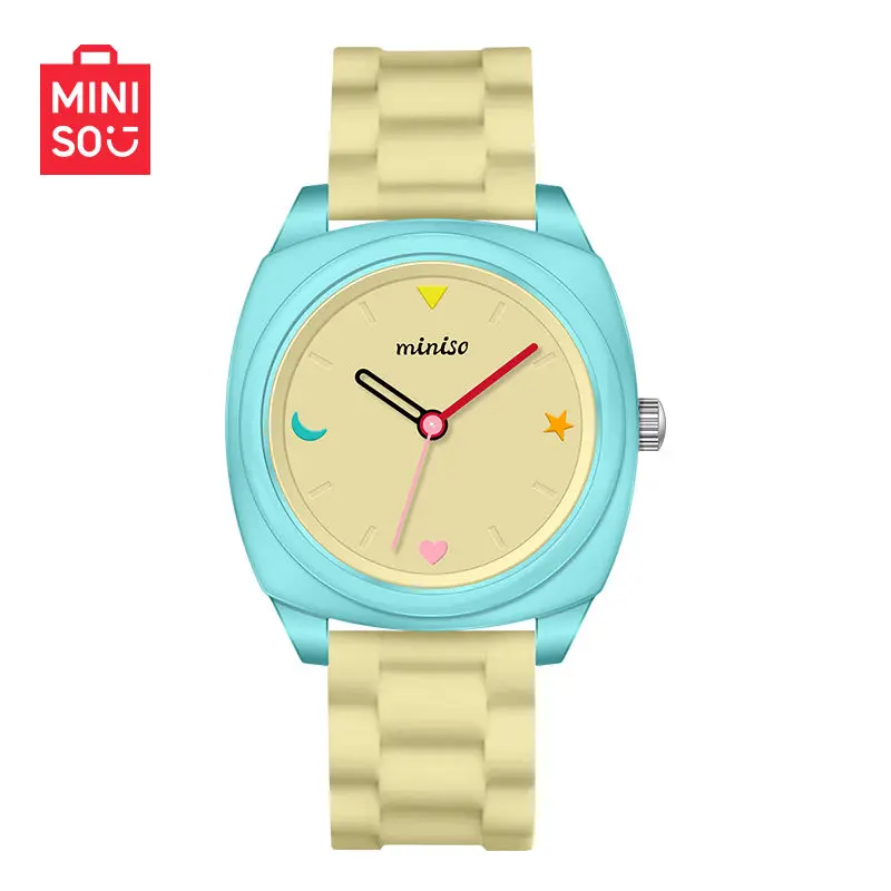 Miniso Checkerboard Student Quartz Watch Dopamine Macaron Color Scheme Trend Versatile