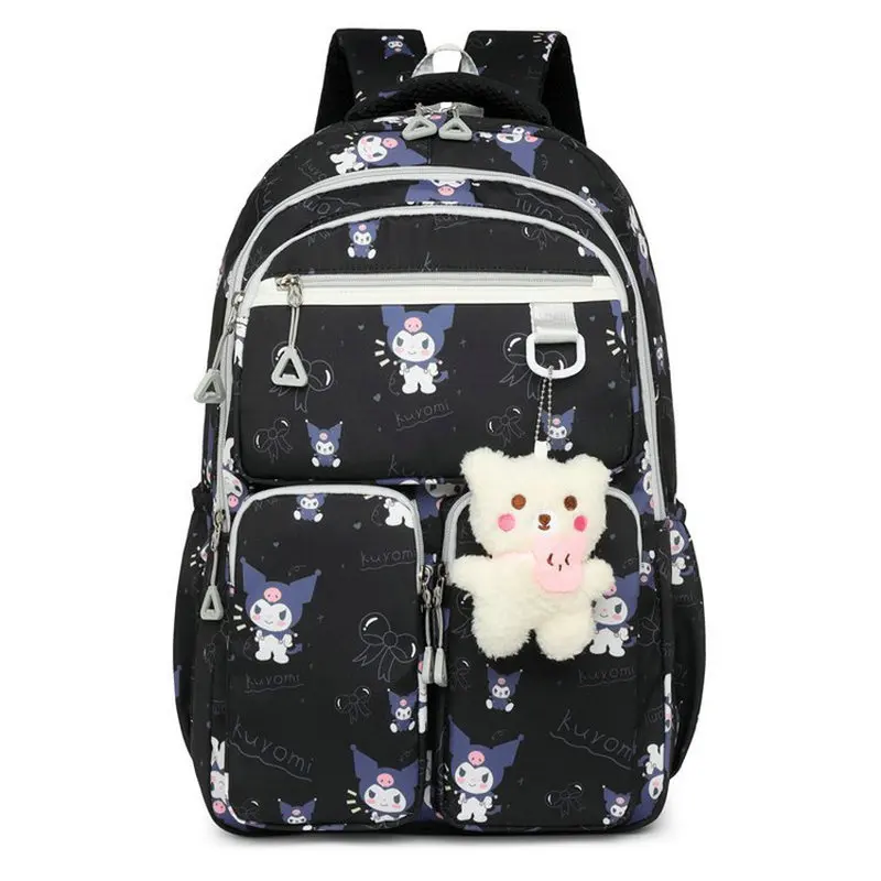 Kuromi Full-Width Printed Backpack, Girls Large-Capacity Backpack Travel Bag, Portable Outdoor Backpack Laptop Bag