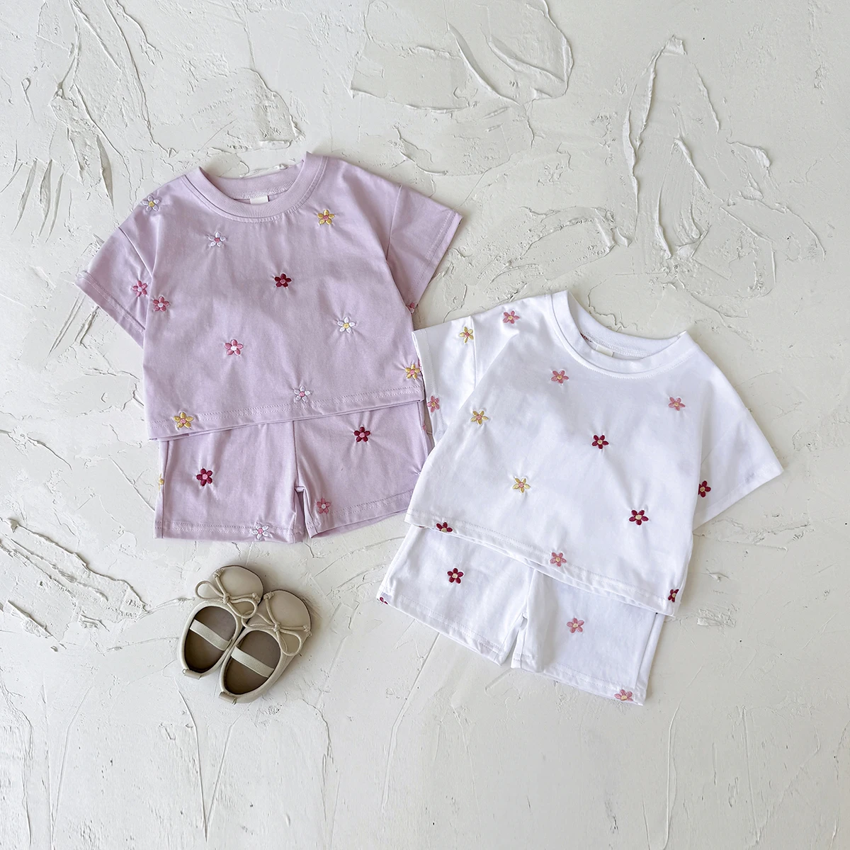 Infant 2PCS Summer Baby Girls Clothing Casual Newborn Set Cotton Small Flower Printed Short Sleeved T-shirt+Shorts 0-3Y
