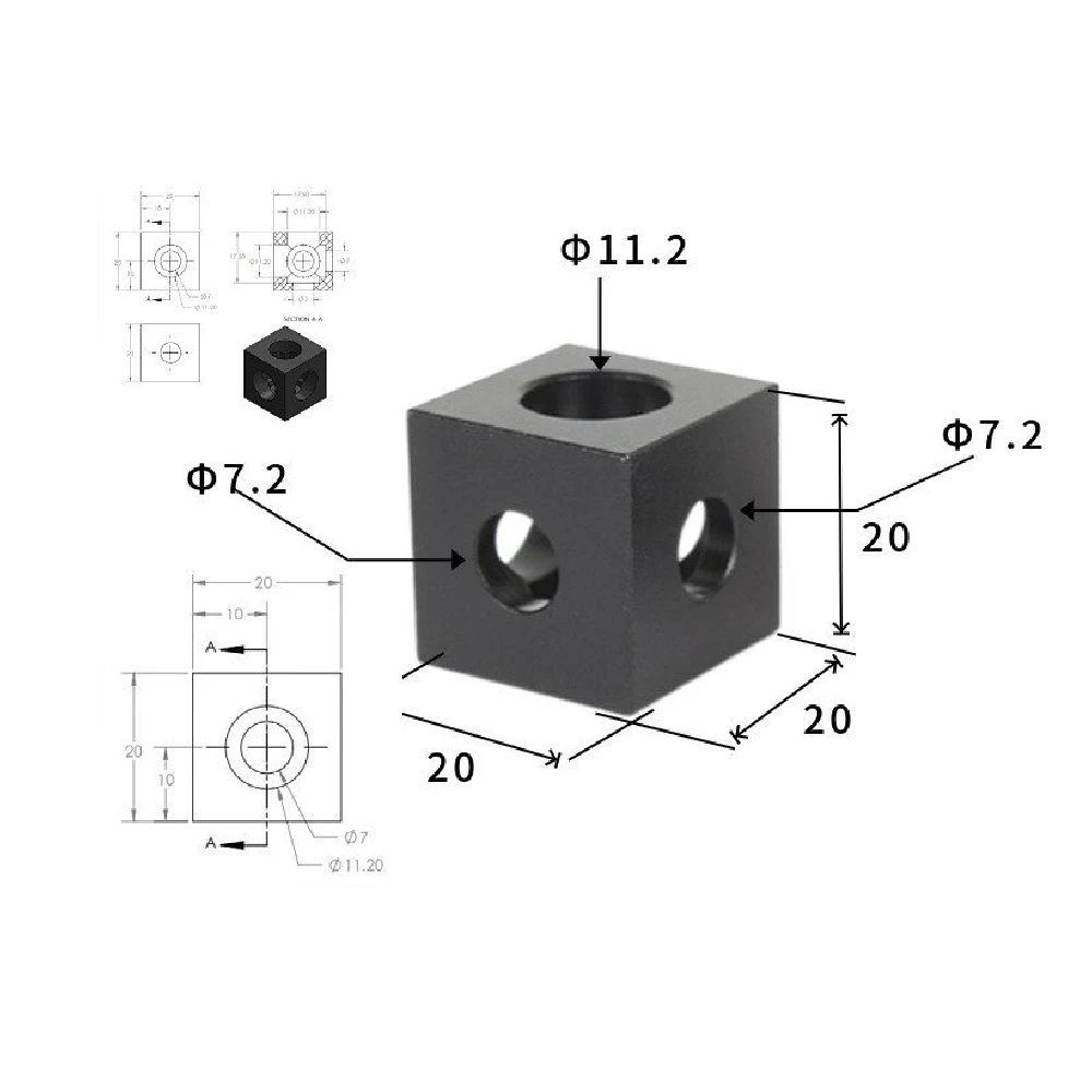 Three-Way Corner Code Fixed Connector 1515/2020/3030 Type 90 Degree Aluminum Alloy Right Angled Four Square Connection Block