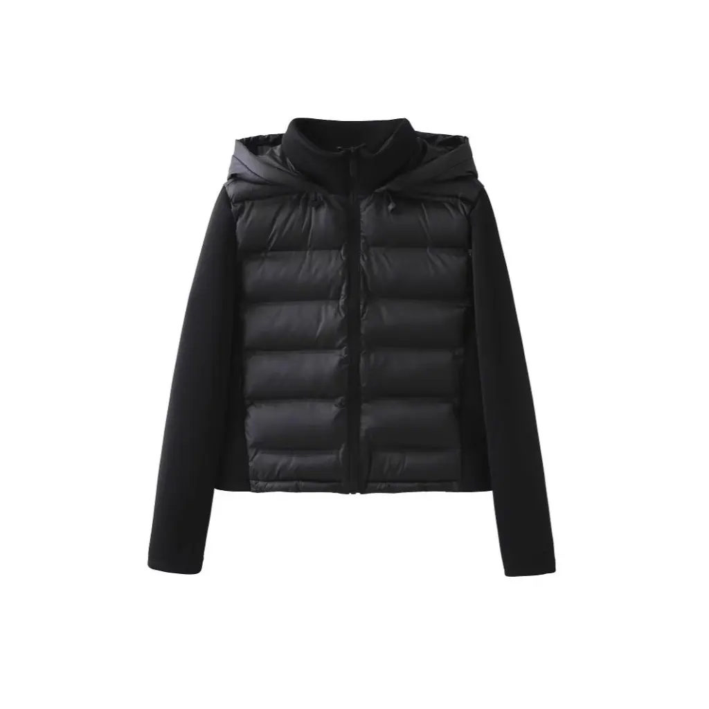 Women's Hooded Jacket Warm Short Cotton-Padded Coat European American Style Autumn Winter Fashion Stitching Design by Joker