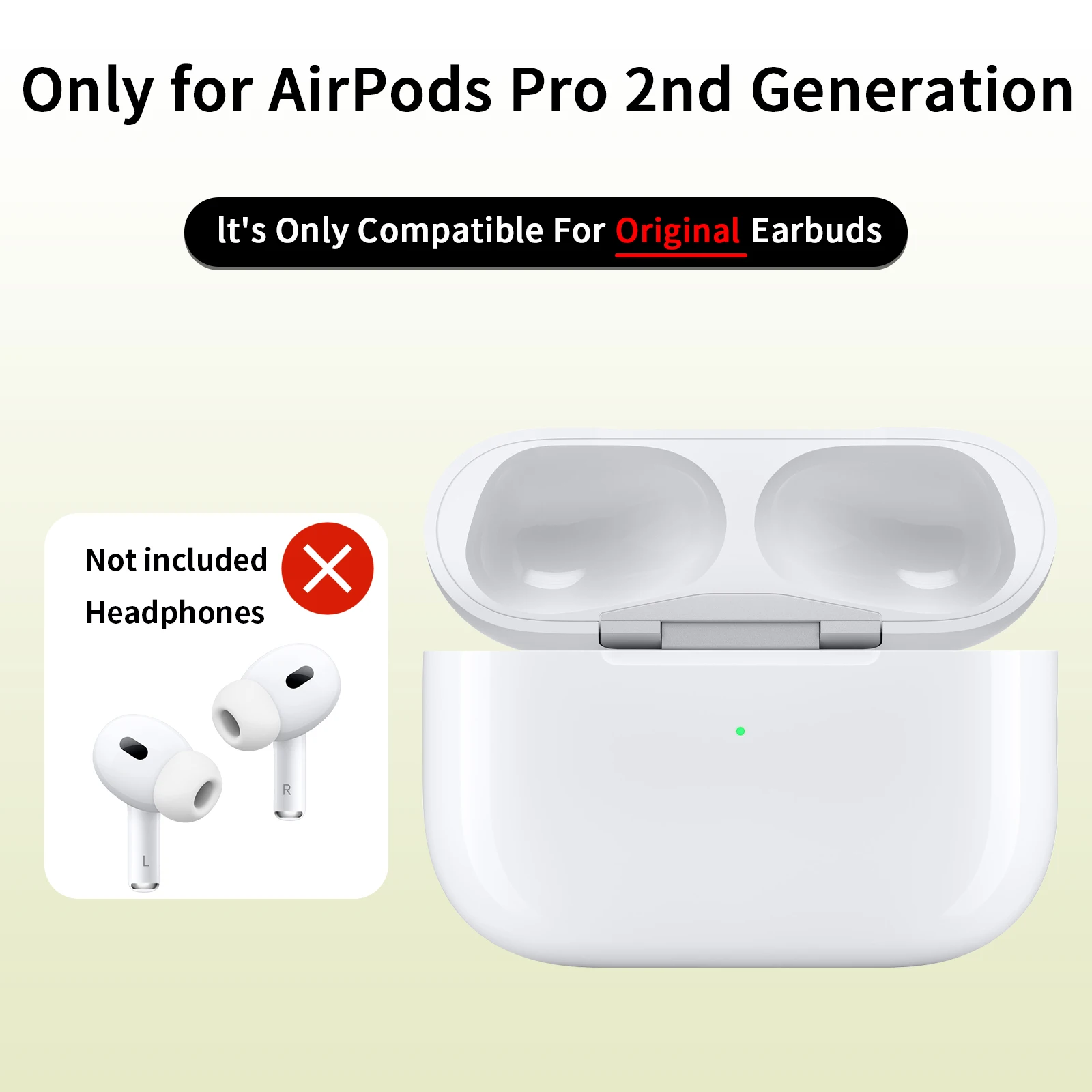 Wireless headphone battery case, compatible with AirPods Pro&Pro 2, supports wireless charging, can drive pictures, headphone