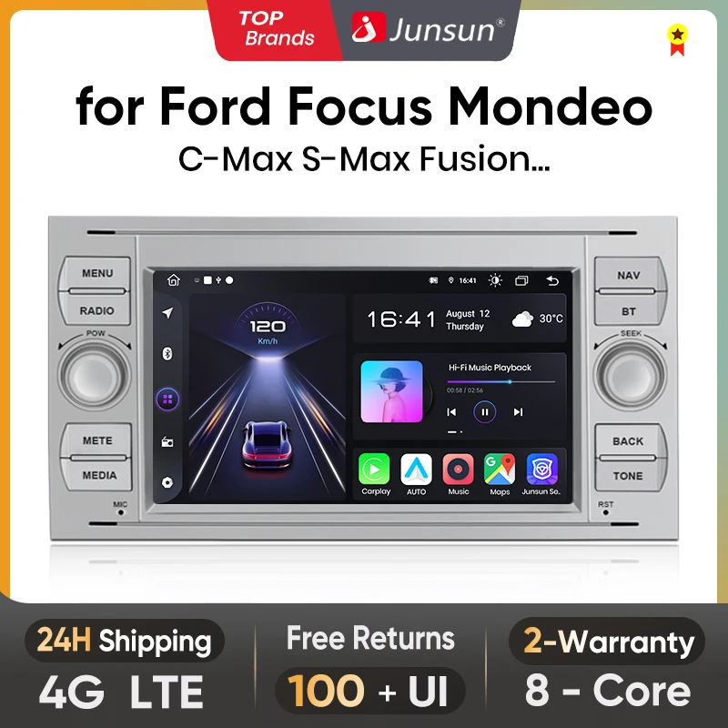 Junsun CarPlay Android Auto Radio for Ford Focus Mondeo Fiesta Transit Kuga C-Max S-Max Galaxy GPS Car Multimedia 2din autoradio