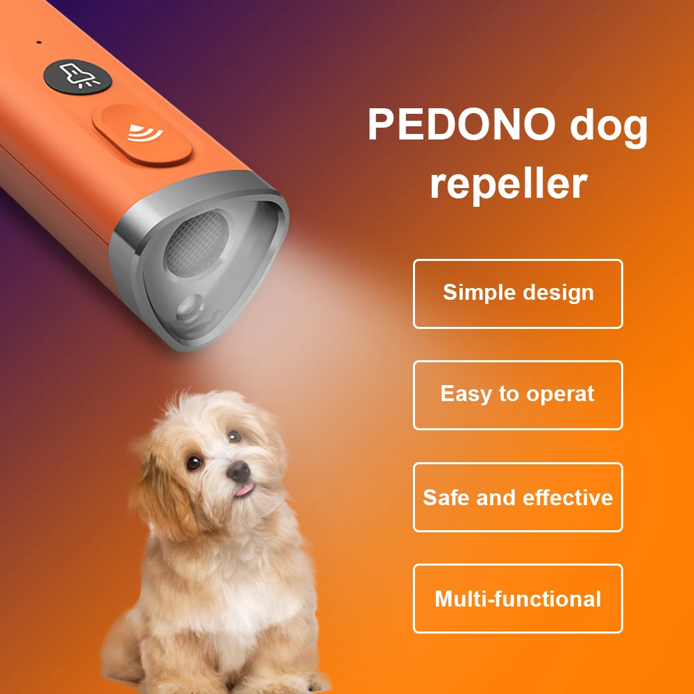 Ultrasonic Dog Repeller com luz intermitente, Recarregável High Power Handheld Dog Repelentes, Bark Deterrent, Dog Training Device