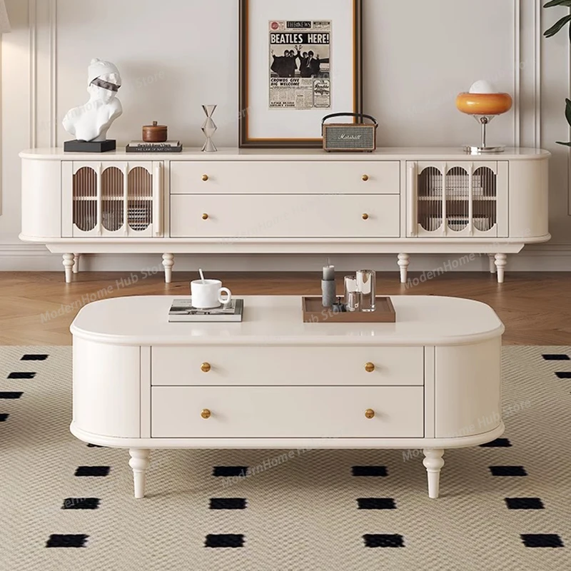 

Aesthetic Luxury Coffee Tables With Drawers High Quality Modern Classic Coffee Tables Designer Round Table Basse Furniture Home