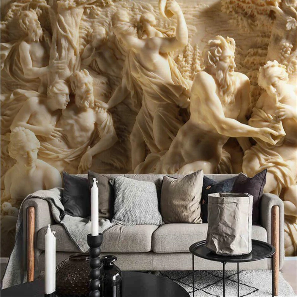 

beibehang Custom 3d wallpaper mural relief three-dimensional Greek mythical character TV background wall paper papel de parede