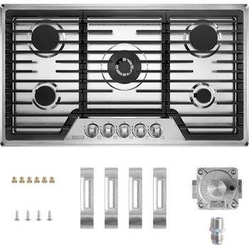 Empava 36-calowa kuchenka gazowa z 5 włochami SABAF Uszczelniony palnik NG/LPG, kabriolet ze stali nierdzewnej, 36 cali