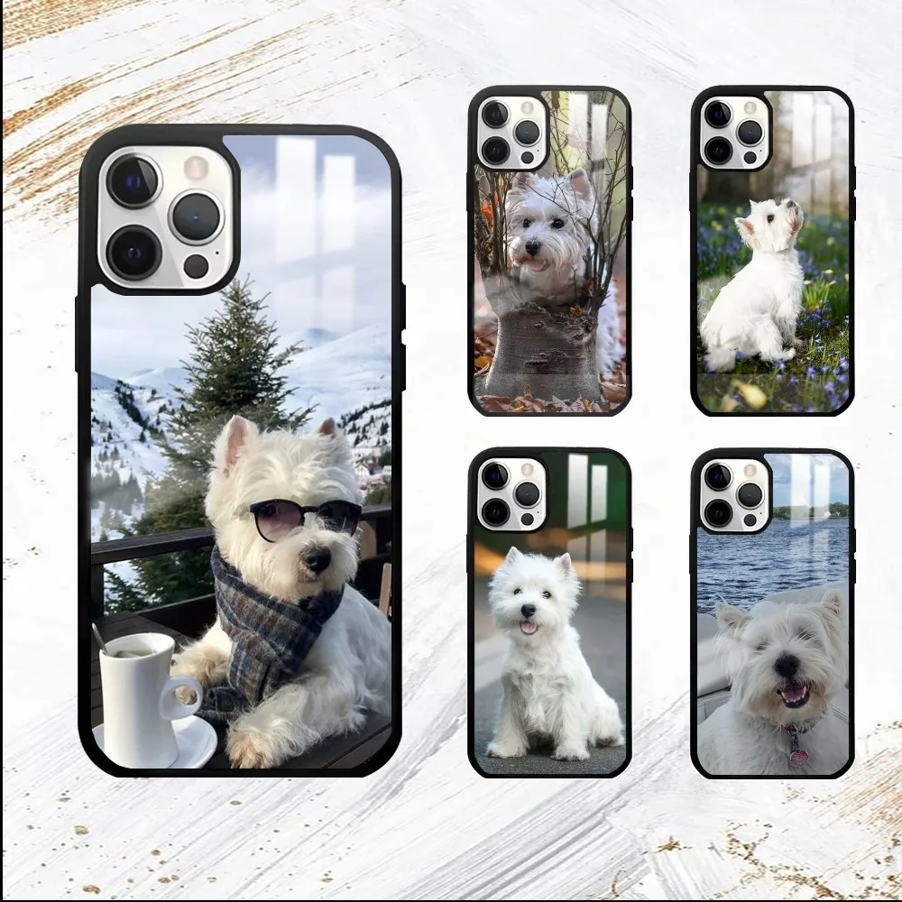 west highland white terrier Phone Case For iPhone 16 15 14 13 12 11 Pro Max Plus Mini PC Fashion mirror phone case