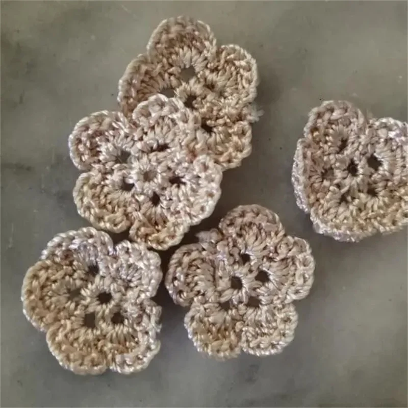 10pcs 3cm Round Vintage Handmade Cotton Crochet Silver 3d Flowers Guipure Lace Applique Dress Collar Diy For Sewing Supplies