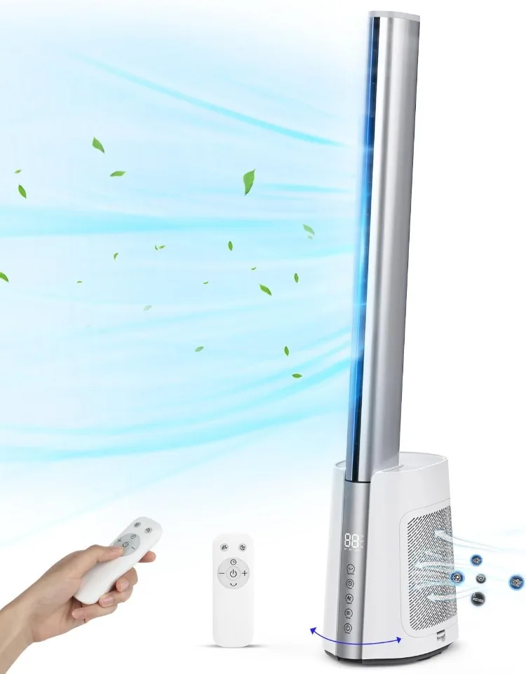 

40'' Bladeless Tower Fan for Home with Remote Control, Quiet 120° Oscillating Fan with 3 Modes 12 Wind Speeds,12H Timer,