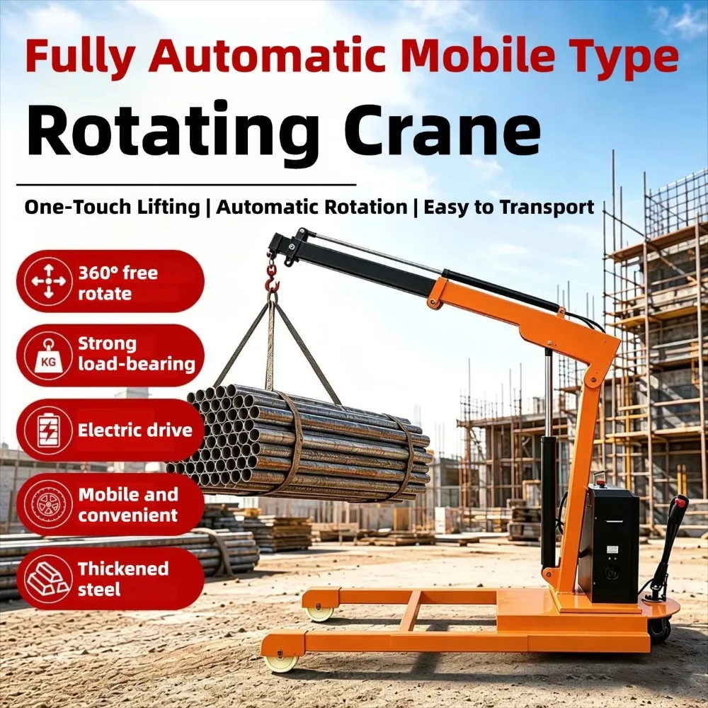 Full Electric Mobile Lifting Rotating Small Hoist Vehicle Mounted Warehouse Hydraulic Crane Boom for Cargo Loading Unloading