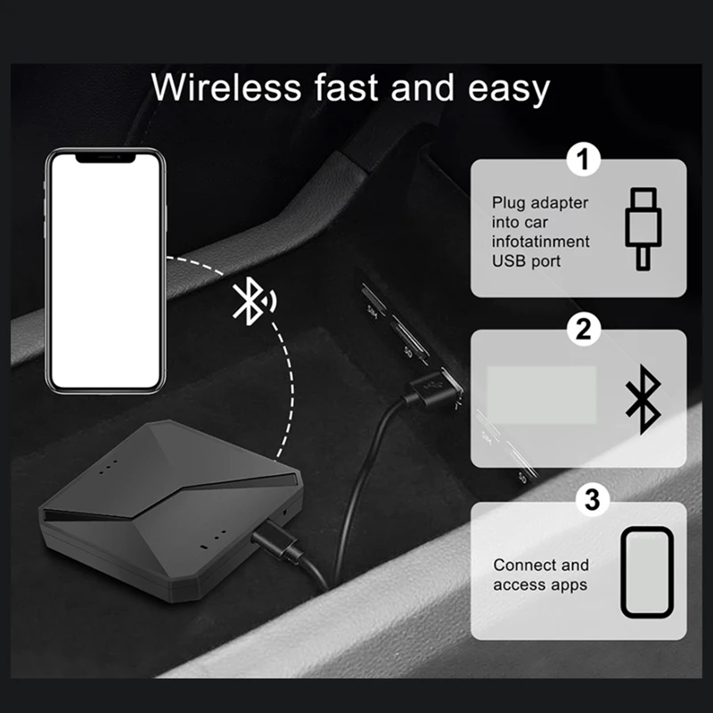 2 in 1 Wired to Wireless Carplay Adapter AI Box Wireless Android Auto Smart TV Box Bluetooth Plug and Play for Car-A82Z view 5