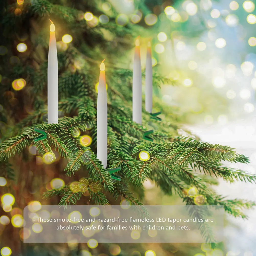 10Pcs LED Lamp Flameless Taper Candles with Clip for Christmas Wedding Party Decor Smoke-Free Eco-Friendly Indoor Outdoor