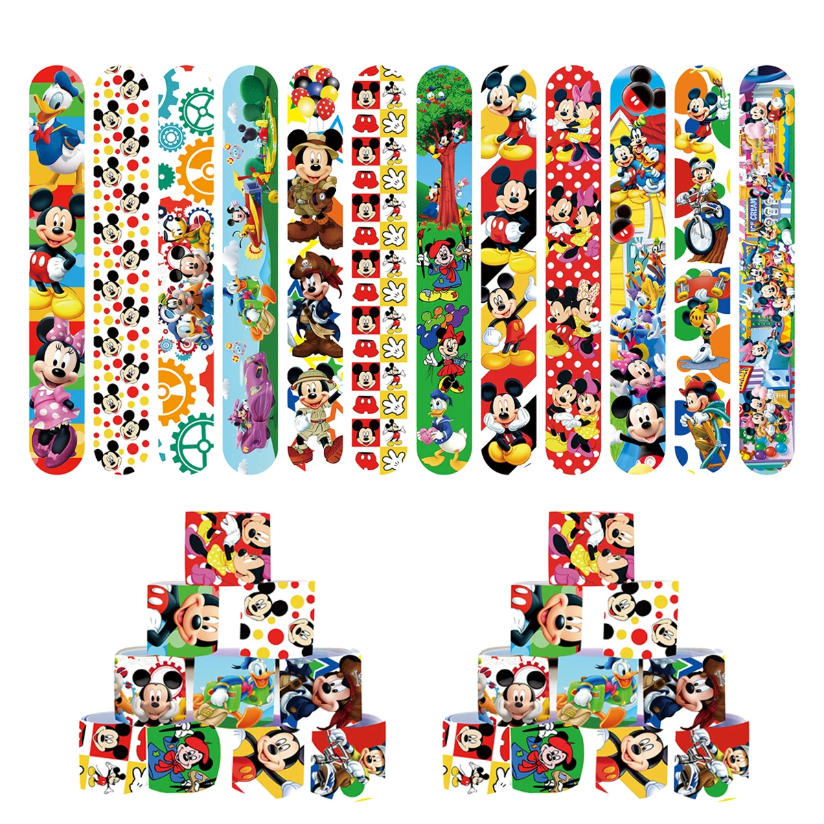 12/36 قطعة ميكي ماوس صفعة أساور حفلة لصالح ميني الأساور هدايا حفلة عيد ميلاد لوازم الفصول الدراسية المكافآت عيد الميلاد Sto #2