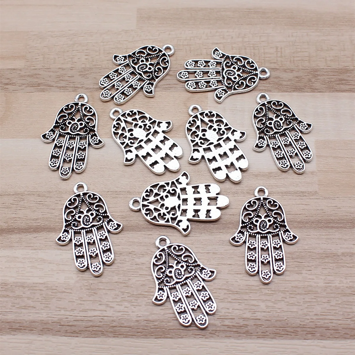 IFOCUS 10pcs/Lot Hand Palm Charms For DIY Jewelry Making Zinc Alloy 30x20mm/1.18x0.79inch