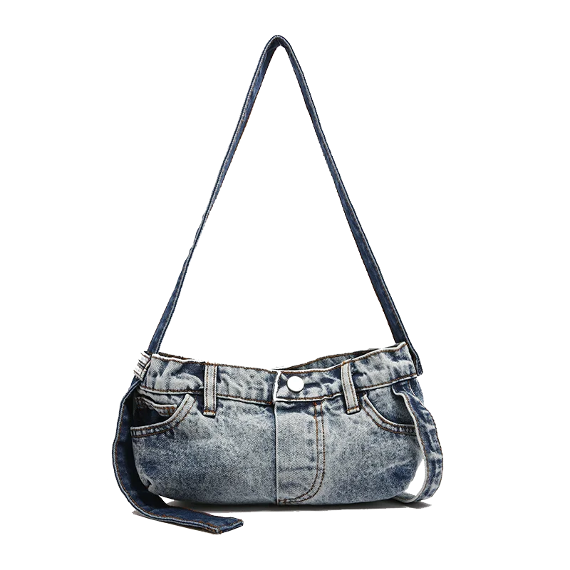 LEFTSIDE tas tangan dan dompet wanita, tas selempang kecil lucu Denim 2024 Y2K gaya Korea