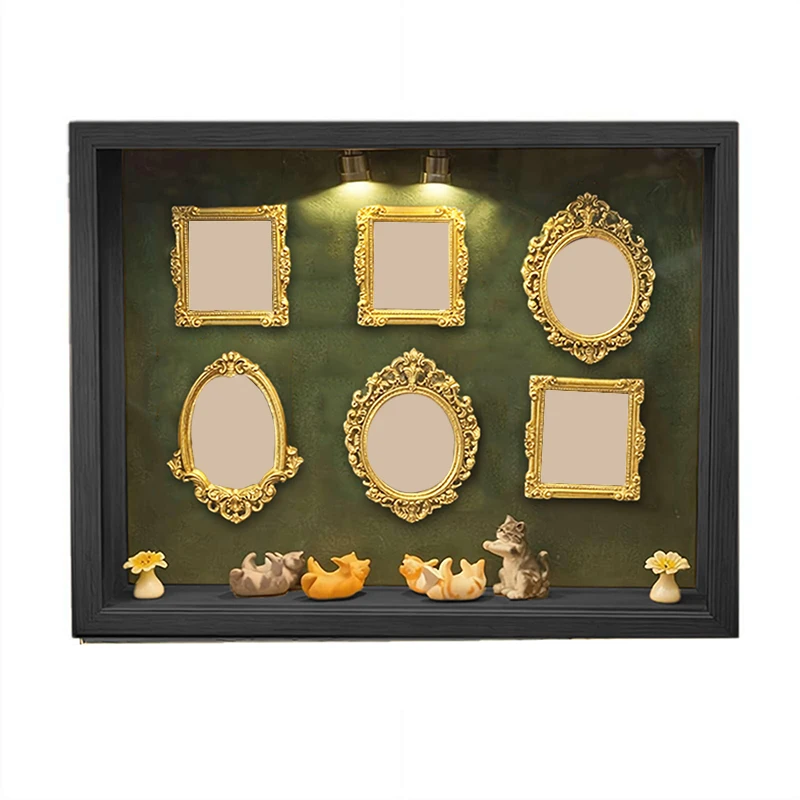 DIY Cat Silhouette Museum Box, LED Light Photo Display Case
