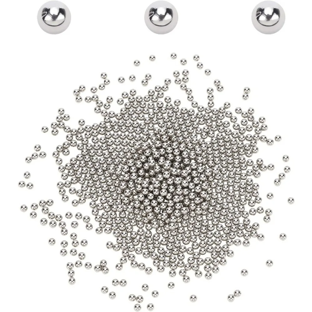 

5500Pcs Stainless Steel Polished Beads 3mm Round Tumbling Media Pins Burnishing Media Shot for Rust Removal Rough Polishing