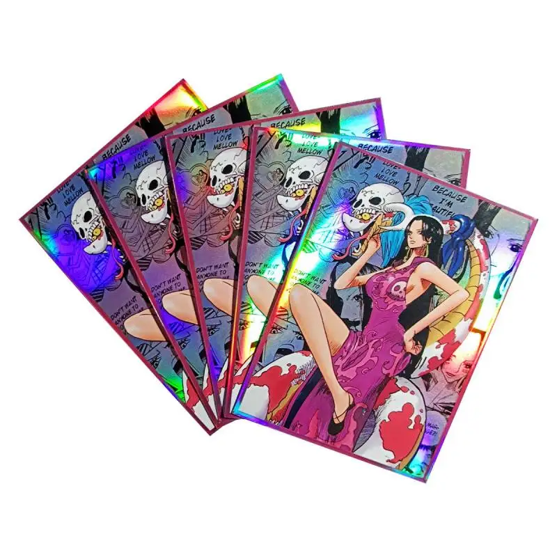 60Pcs/set One Piece Opcg Card Sleeve Boa Hancock Anime Game Characters Colorful Laser Flash Silver Surface Card Protective Cover