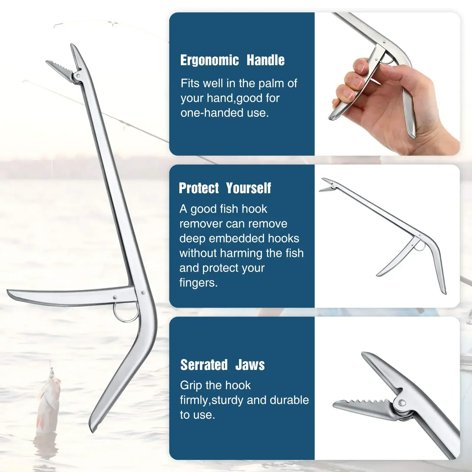 

Goture 1 шт. сепаратор для рыболовных крючков Pro, плоскогубцы для отцепления из нержавеющей стали, экстрактор для удаления рыболовных крючков для ловли окуня/щуки/сома