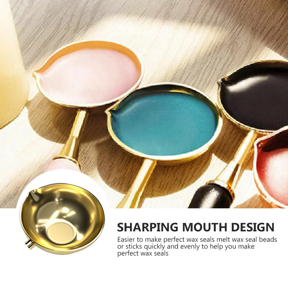 

Portable Sealing Wax Melting Spoon Pink Iron Wood Handle Wax Seal Sticks Beads for Creative Envelope Seal Tool