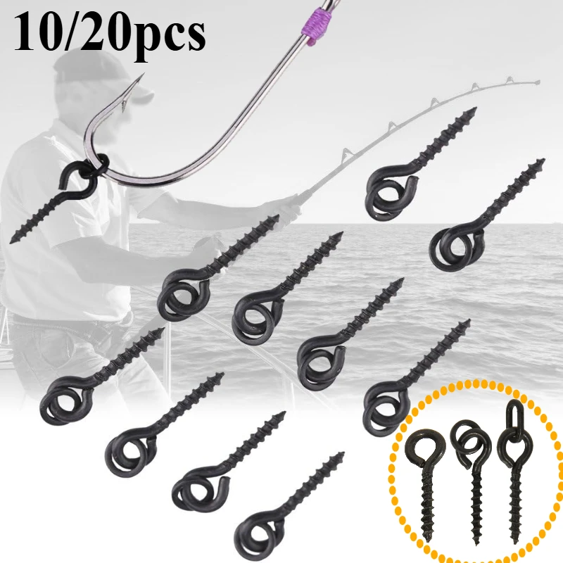 10/20 pièces vis d'appât de carpe avec anneau pivotant appât de carpe pour carpe Ronnie plate-forme Zig Chod bouillettes vis Hiar plate-forme Terminal outils de matériel
