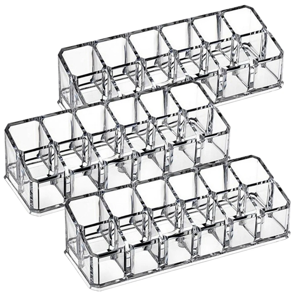

3pcs Delicate Lipstick Holder Multi-Grid Storage Rack Desktop Organizer Household Makeup Brush Stand Material