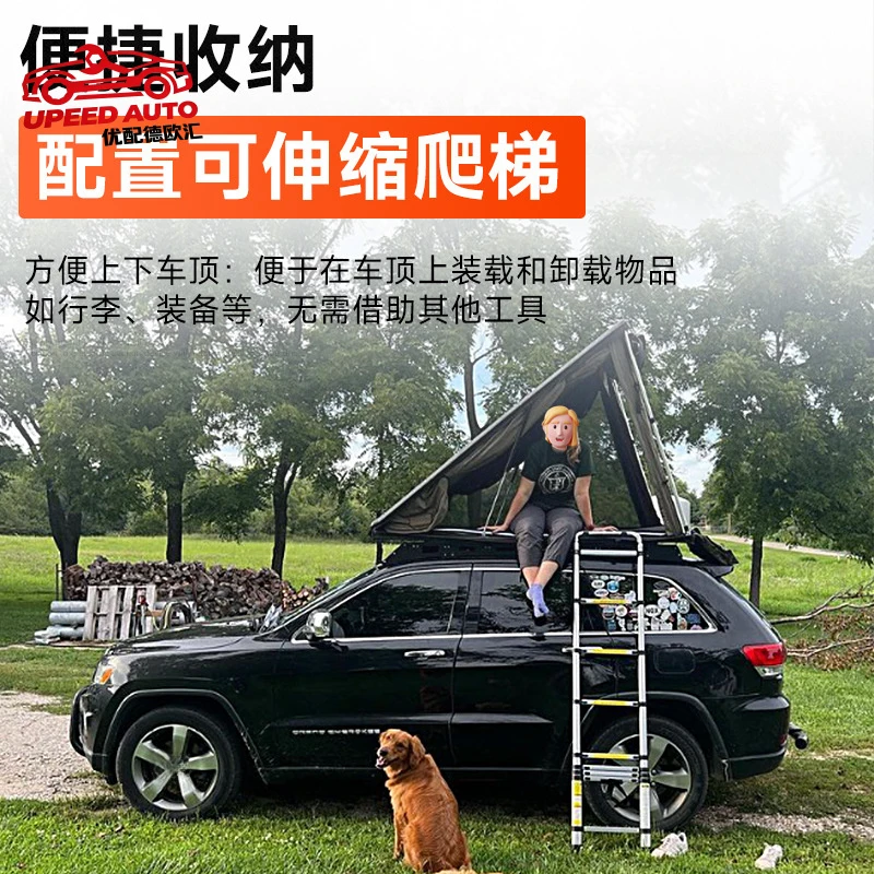 For Roof top , triangular hard shell aluminum alloy, fully automatic folding SUV off-road vehicle , outdoor fan-shaped tent