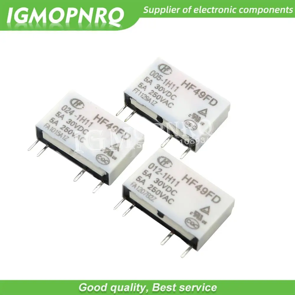 5PCS Relay 12V HF49FD-005-1H11 005-1H12 HF49FD DC5V 1H11 4PIN 5A Relay 5V Rele 12V 24V