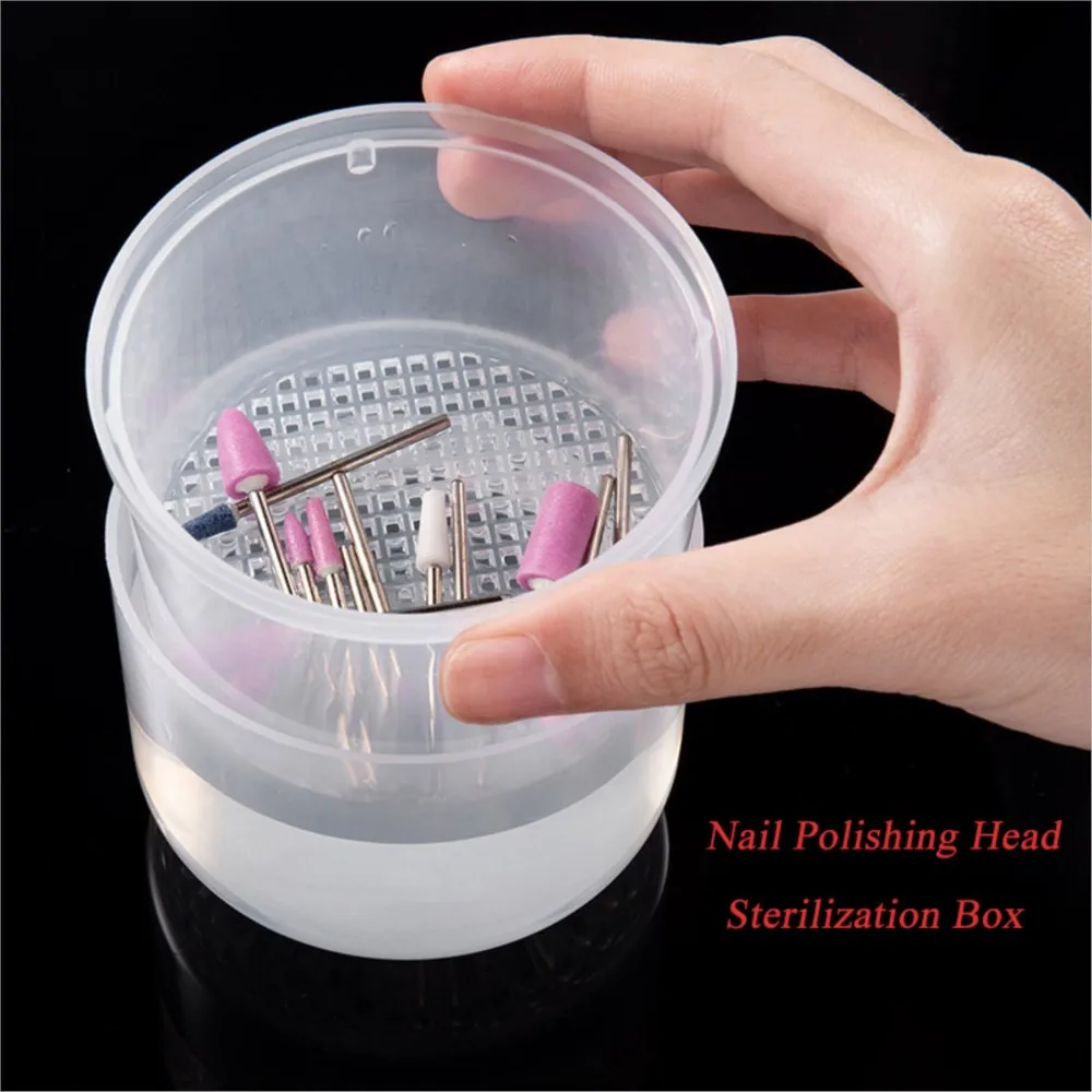 Nail Polishing Head Esterilização Box, Round Cleaning Disinfection Storage Box, azul, rosa, claro, roxo, 4-Colors Soak Bowl, 82*85mm