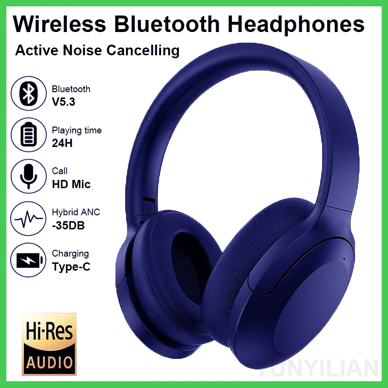 YYL New Y65-Pro Bluetooth Headphone Active Noise Cancelling  Bluetooth-5.3 Headset HiFi Stereo Earphones Bluetooth MAX Headset